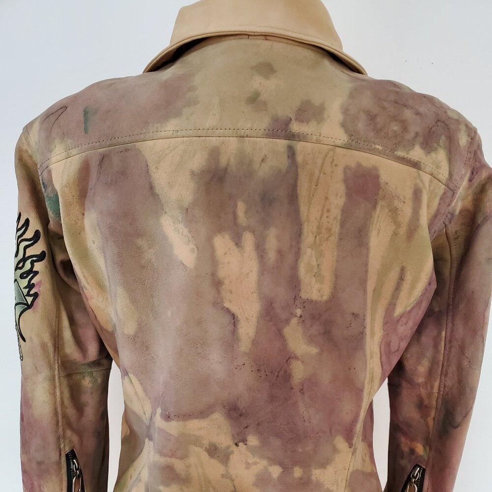 Harley suede Leather motorcycle jacket tan beige brown red gray green black 4 6 - Picture 7 of 13